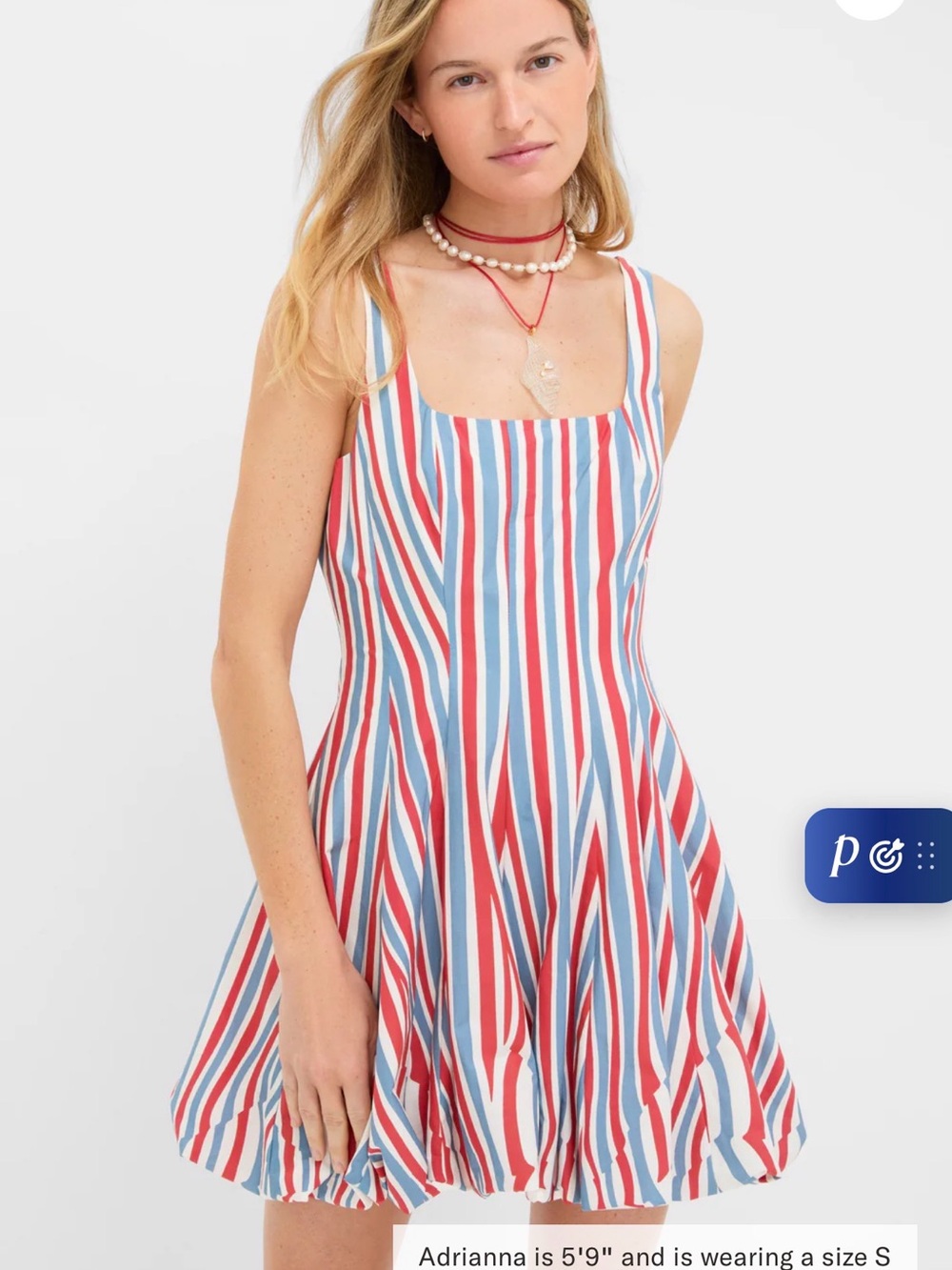 NWT Tuckernuck Red, Blue & White Striped Square-Neck Mini Dress